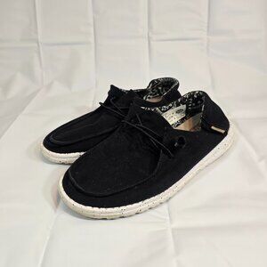 Hey Dude Wendy Basic Canvas Sneakers Women Size 9 Black Comfort Casual Slip On